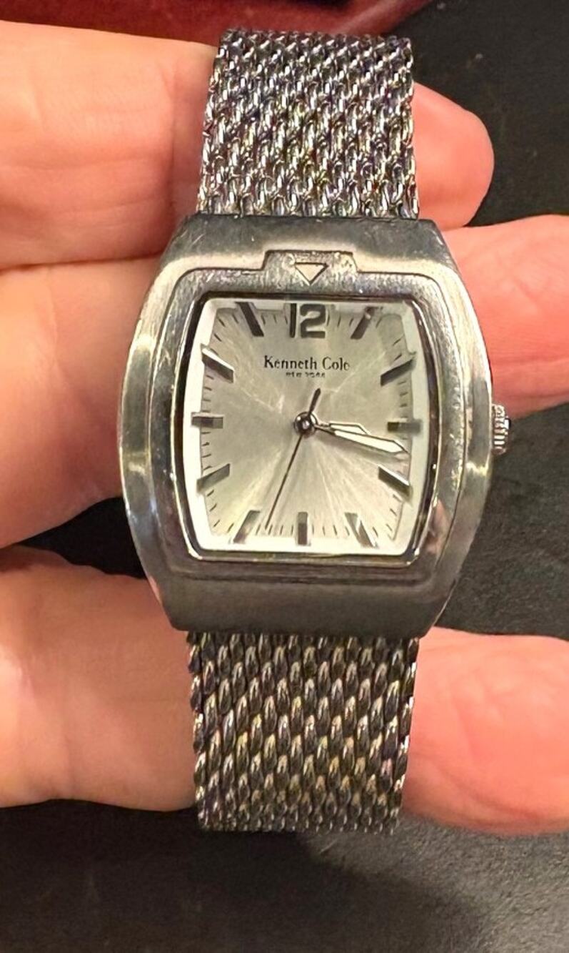 Women's Kenneth Cole New York Watch, Sliver Tone Mesh and Link Band, Black Face
